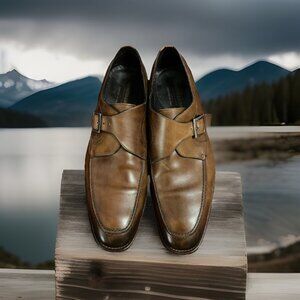 Johnston & Murphy Collection Brown Leather Dress Shoes Monk Strap Size‎ 13 M
